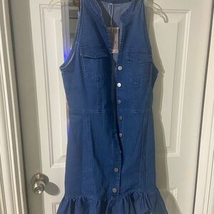 Blue Denim Sleeveless Dress